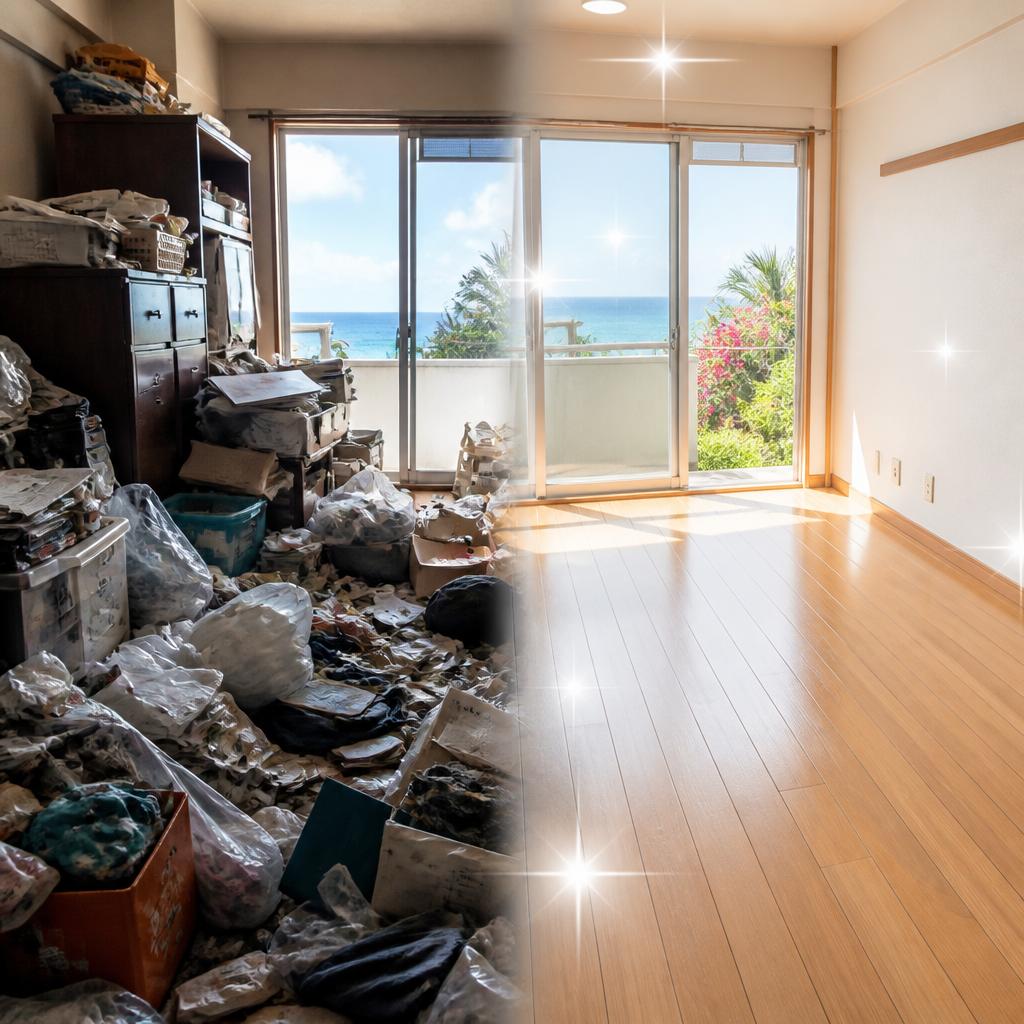 あなたの家も綺麗に！沖縄のゴミ屋敷片付け、見積無料で承ります！